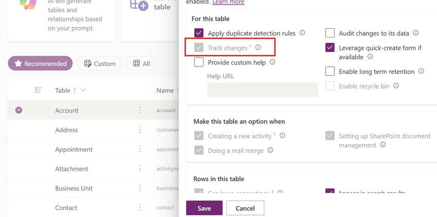Track Changes in Dataverse